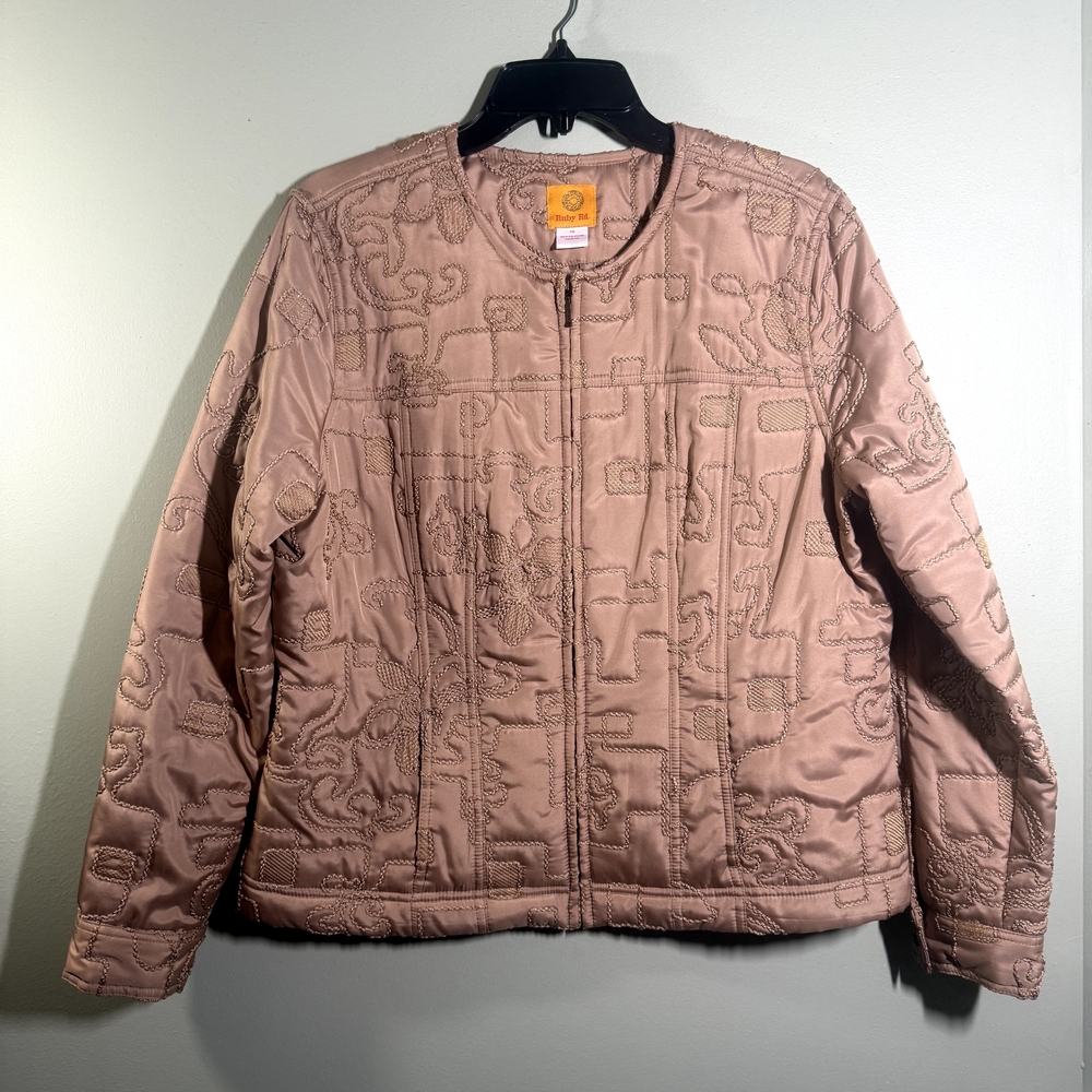 Ruby Rd. Blush Embroidered Bomber Jacket